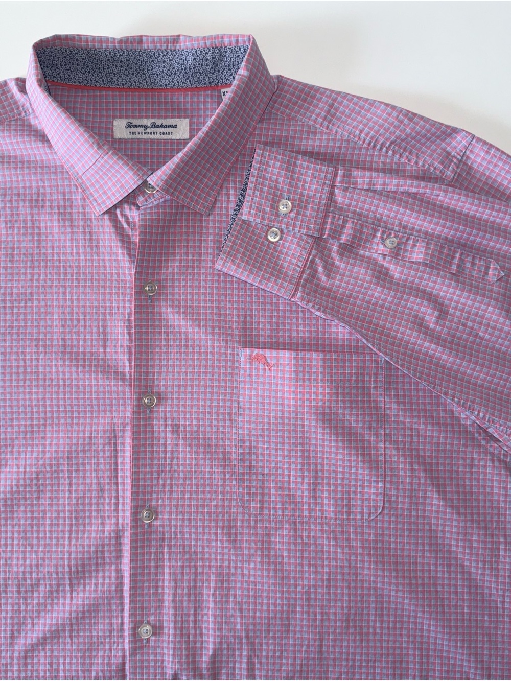 Tommy Bahama Newport Coast Button Down Shirt Men's XXL Red Blue Gingham